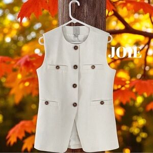NWT Joie Women's Ivory Buttoned Tailored Vest Sleeveless XS